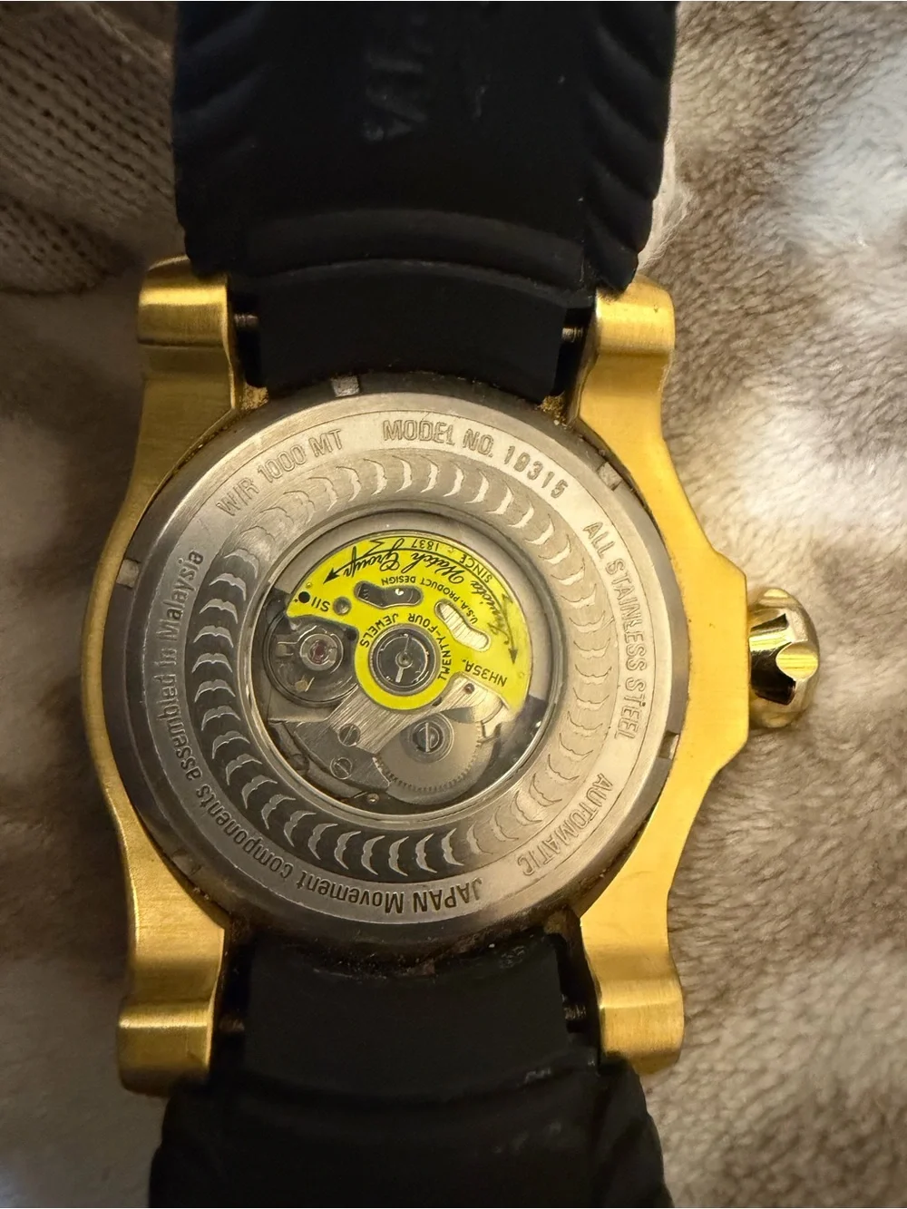 Invicta Venom Sea Dragon 19315 Men's Automatic 1000M Gold Dial Black Strap Watch